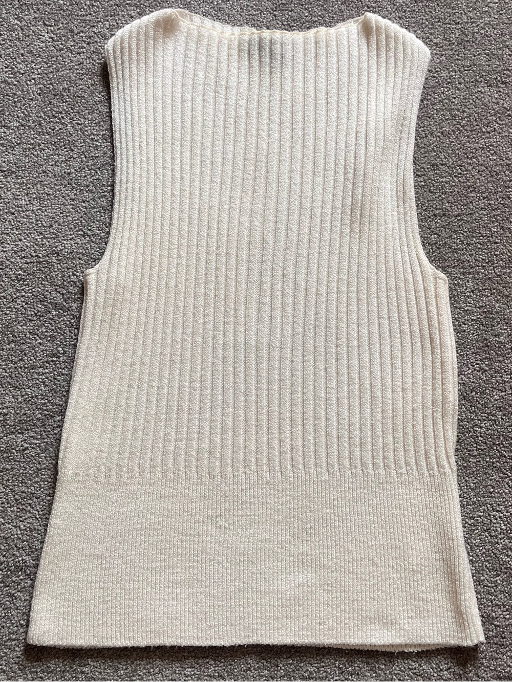 Vintage Y2K Bisou Bisou Cream Ribbed Sleeveless Sweater Tank